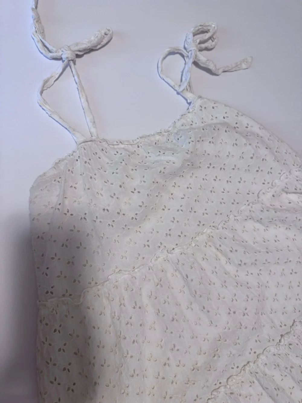 Altar’d State White Eyelet Tie Strap Dress Large Boho Cottagecore - Picture 7 of 10